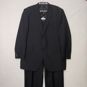 Giorgio Napoli Men's Black 2 Piece Suit Set 46L Jacket 40x29 Pants Classic Fit